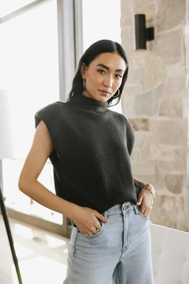Bohme Tops Kippa Shoulder Pad Sweater In Charcoal Charcoal 8211 Women