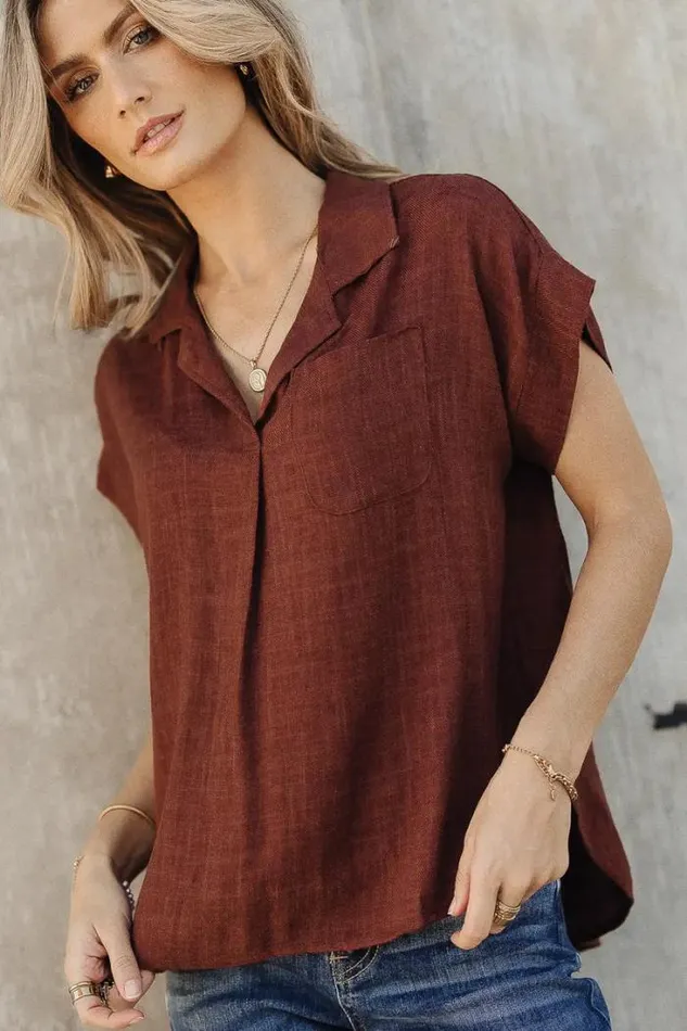 Bohme Tops Kylar Collared Top In Burgundy 8211 FINAL SALE Burgundy 8211 Women