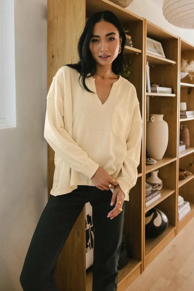 Bohme Tops Lane VNeck Knit Top In Cream 8211 FINAL SALE Cream 8211 Women