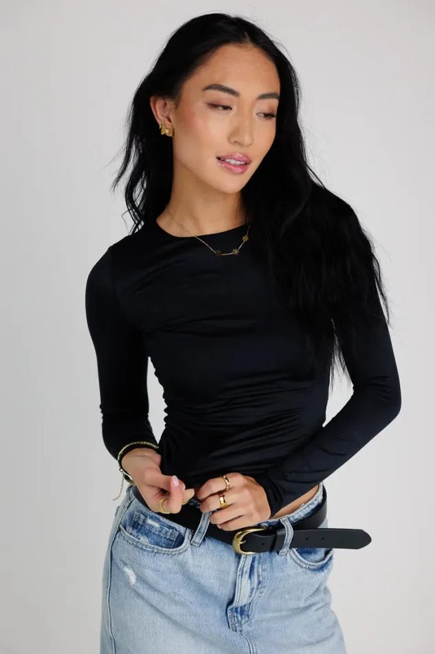 Bohme Tops Long Sleeve Fitted Knit Top In Black Black 8211 Women Bohme Tops Long Sleeve Fitted Knit Top In Black Black 8211 Women