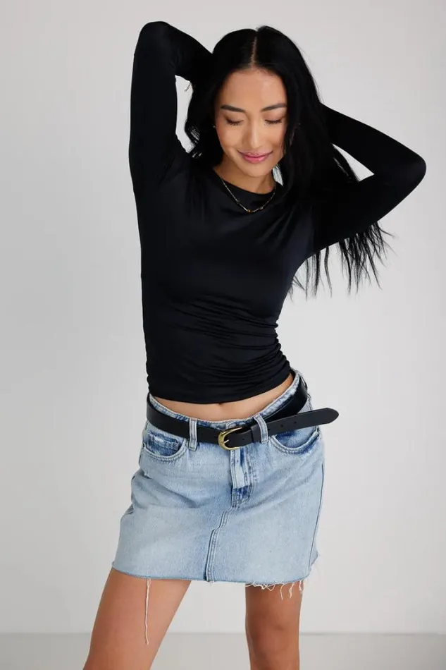 Bohme Tops Long Sleeve Fitted Knit Top In Black Black 8211 Women Bohme Tops Long Sleeve Fitted Knit Top In Black Black 8211 Women