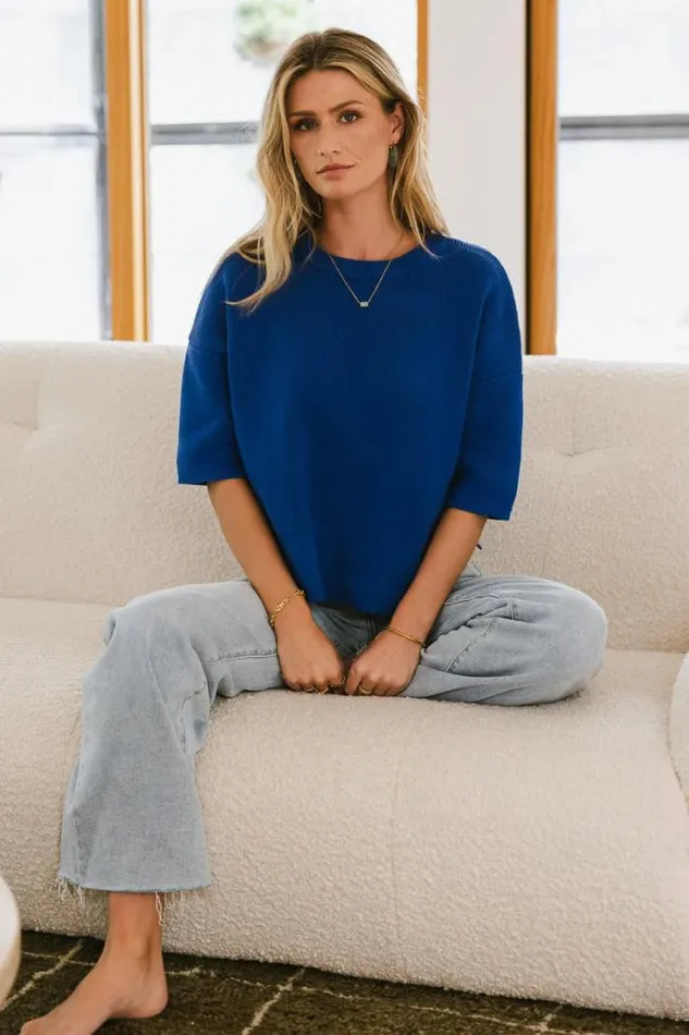 Bohme Tops Malina Sweater Top In Blue 8211 FINAL SALE Blue 8211 Women Bohme Tops Malina Sweater Top In Blue 8211 FINAL SALE Blue 8211 Women