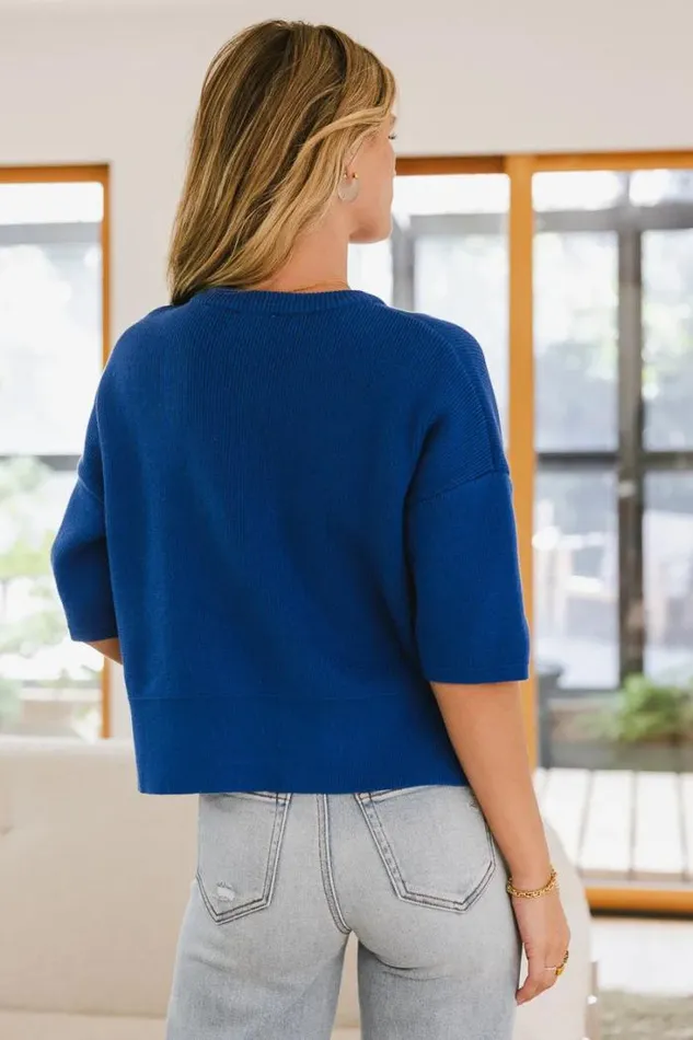 Bohme Tops Malina Sweater Top In Blue 8211 FINAL SALE Blue 8211 Women Bohme Tops Malina Sweater Top In Blue 8211 FINAL SALE Blue 8211 Women