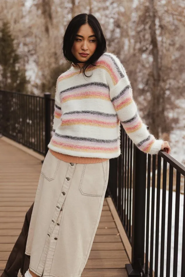 Bohme Tops Mariana Striped Sweater Pink 8211 Women Bohme Tops Mariana Striped Sweater Pink 8211 Women