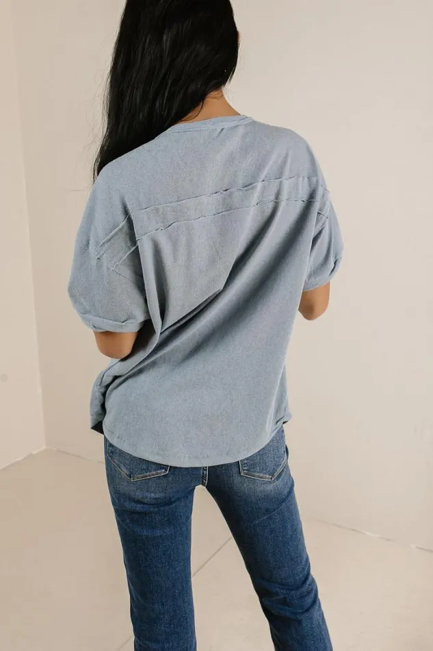 Bohme Tops Mazzy Henley Knit Top In Blue Blue 8211 Women Bohme Tops Mazzy Henley Knit Top In Blue Blue 8211 Women