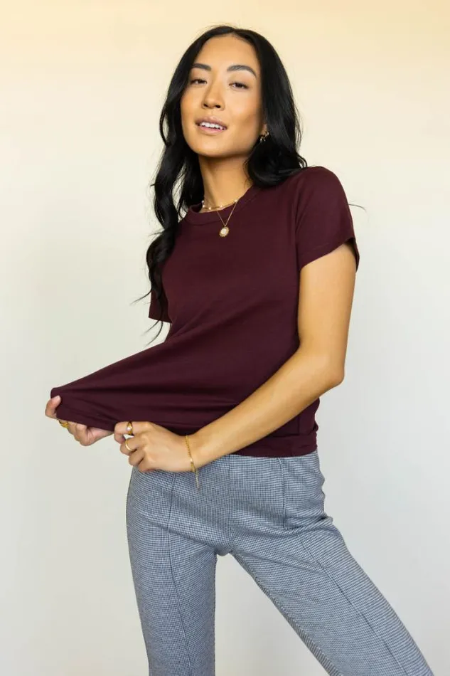 Bohme Tops Mckenna TShirt In Burgundy Burgundy 8211 Women
