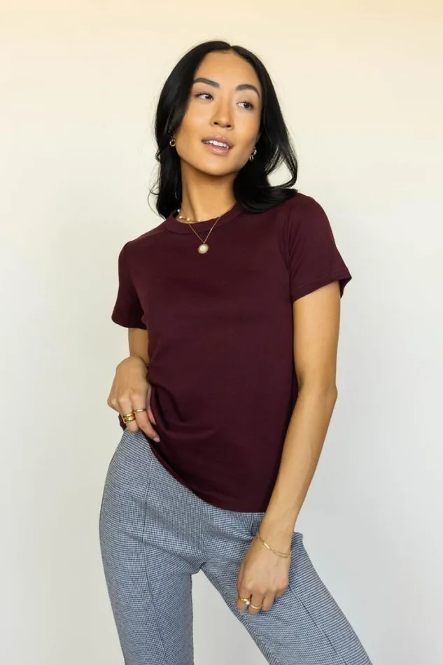 Bohme Tops Mckenna TShirt In Burgundy Burgundy 8211 Women Bohme Tops Mckenna TShirt In Burgundy Burgundy 8211 Women