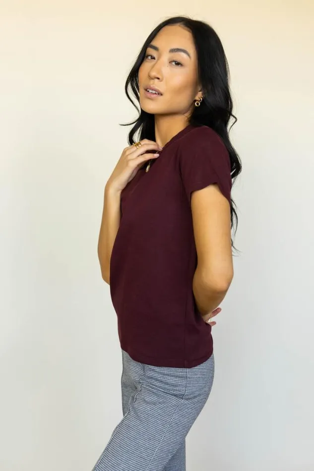 Bohme Tops Mckenna TShirt In Burgundy Burgundy 8211 Women Bohme Tops Mckenna TShirt In Burgundy Burgundy 8211 Women