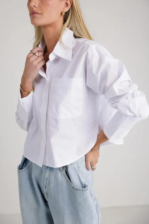 Bohme Tops Neve Cropped Button Up White 8211 Women