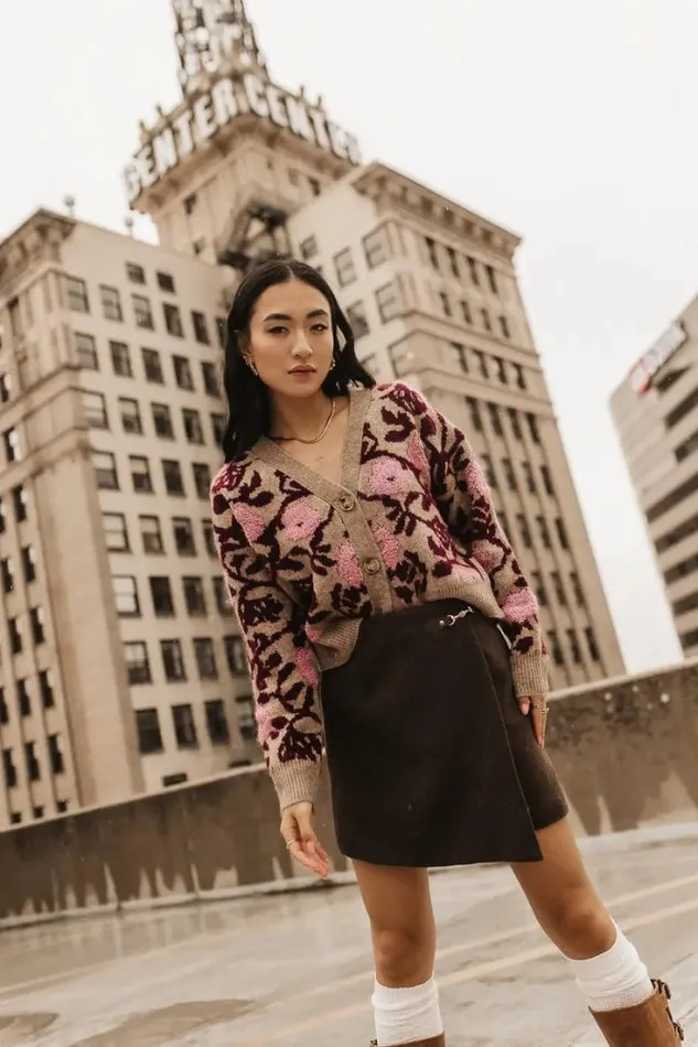 Bohme Tops Noor Floral Cardigan 8211 FINAL SALE Tan 8211 Women Bohme Tops Noor Floral Cardigan 8211 FINAL SALE Tan 8211 Women