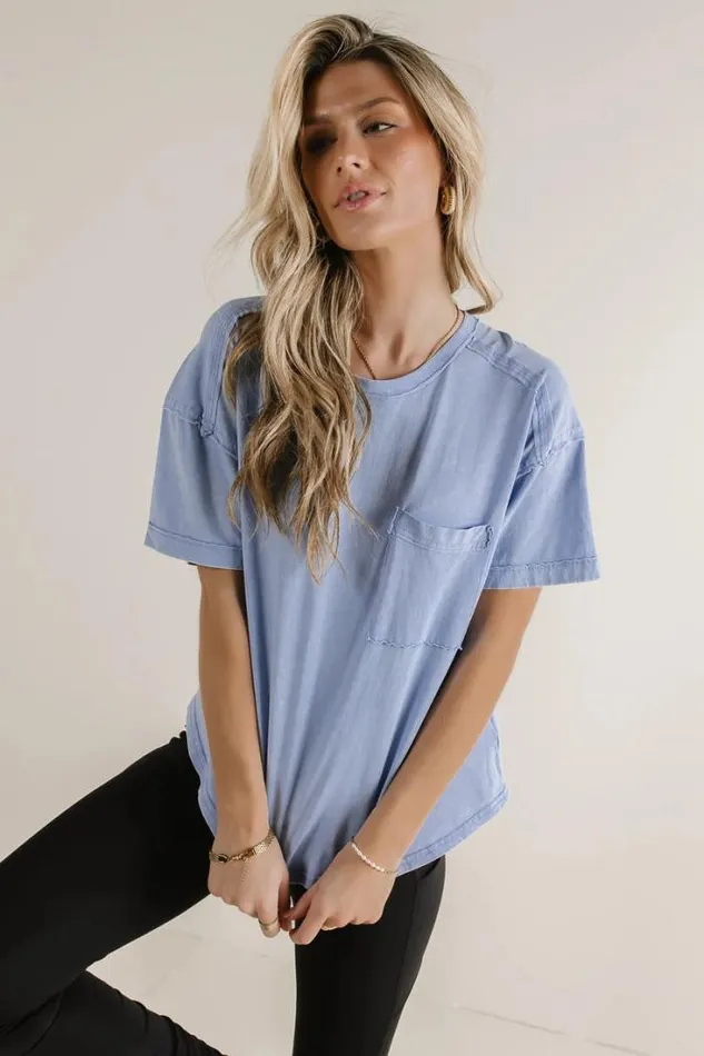 Bohme Tops Raina Washed TShirt In Blue Blue 8211 Women