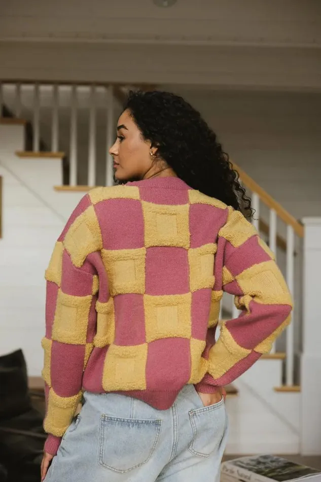 Bohme Tops Sawyer Checkered Sweater Yellow 8211 Women Bohme Tops Sawyer Checkered Sweater Yellow 8211 Women