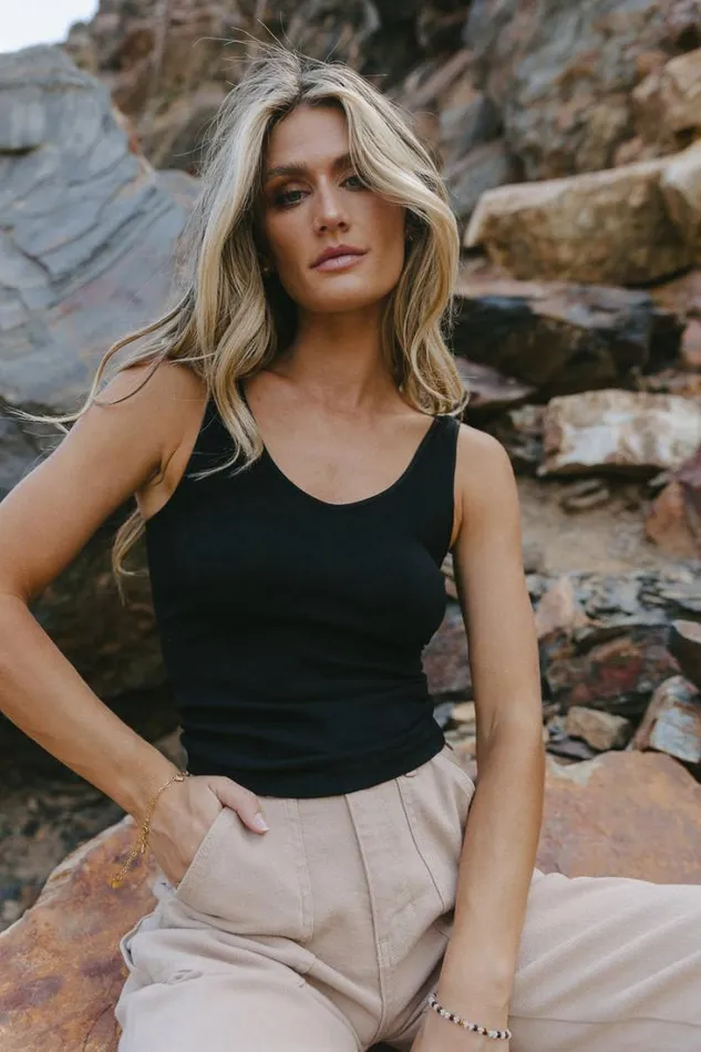 Bohme Tops Sena Ribbed Tank In Black Black 8211 Women