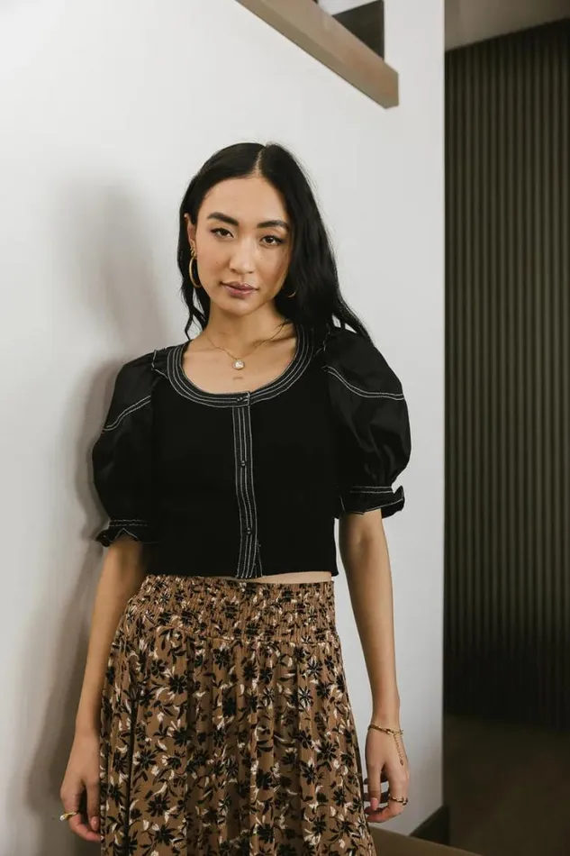 Bohme Tops Tasha Contrast Top 8211 FINAL SALE Black 8211 Women Bohme Tops Tasha Contrast Top 8211 FINAL SALE Black 8211 Women