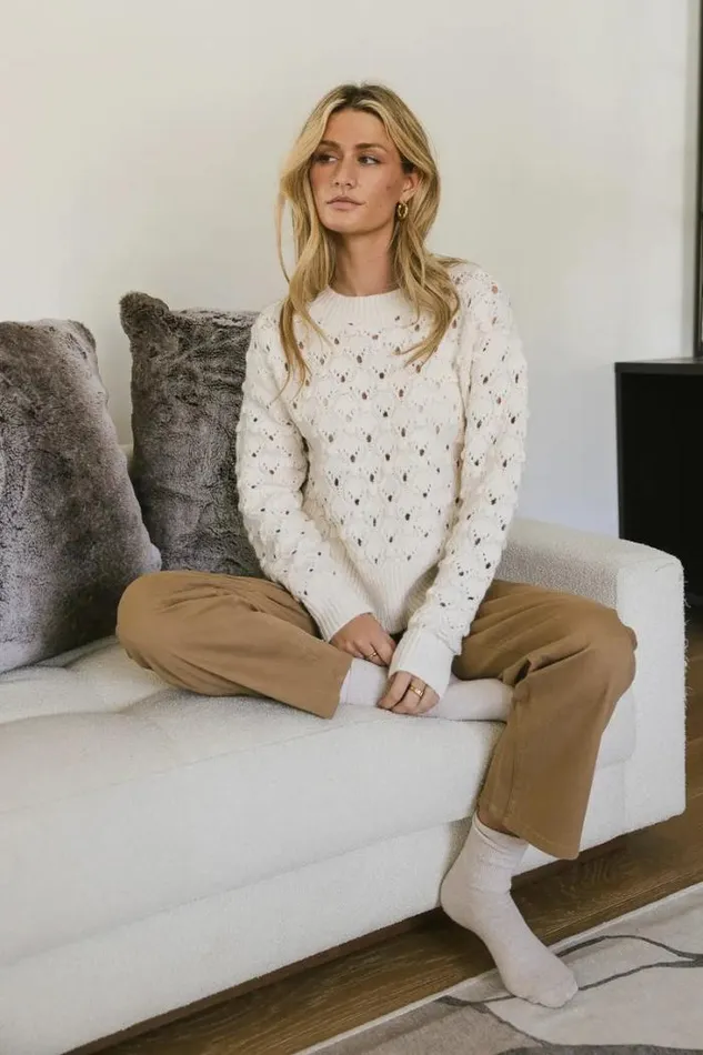 Bohme Tops Tessa Pointelle Sweater In Cream Cream 8211 Women