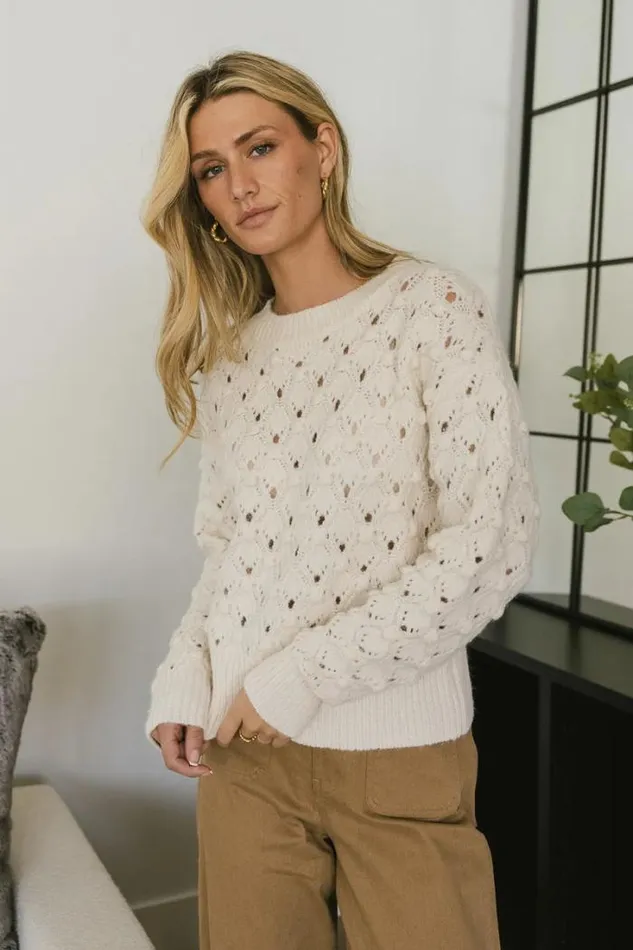 Bohme Tops Tessa Pointelle Sweater In Cream Cream 8211 Women Bohme Tops Tessa Pointelle Sweater In Cream Cream 8211 Women