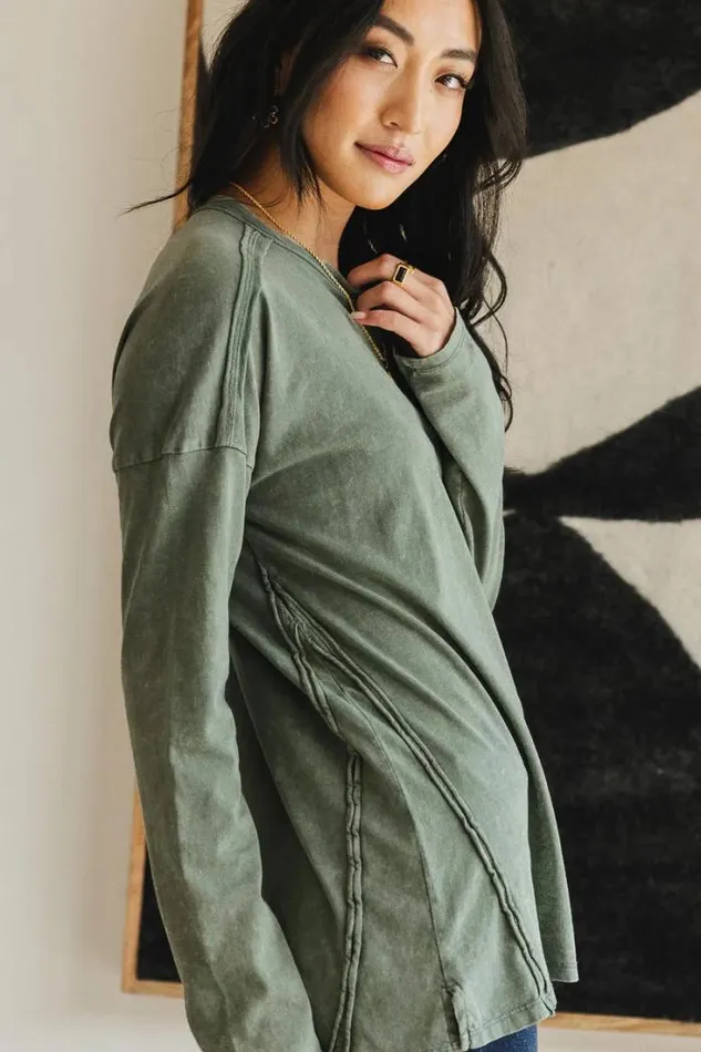 Bohme Tops Washed Oversized Knit Top In Sage Sage 8211 Women Bohme Tops Washed Oversized Knit Top In Sage Sage 8211 Women