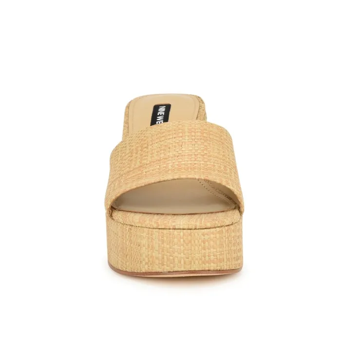 Boone Platform Slide Sandals Natural Raffia Women Nine West Casual Boone Platform Slide Sandals Natural Raffia Women Nine West Casual