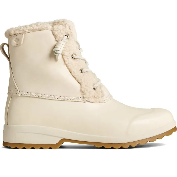 Boots Women Sperry Maritime Repel Teddy Trim Snow Boot Ivory