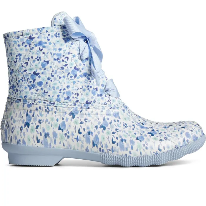 Boots Women Sperry Saltwater Floral Duck Boot Blue