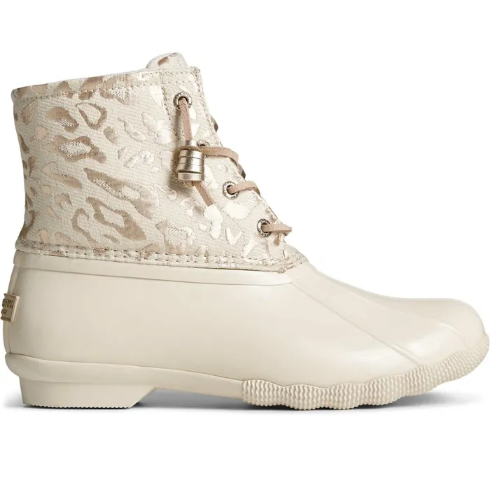 Boots Women Sperry Saltwater Metallic Jacquard Duck Boot Ivory