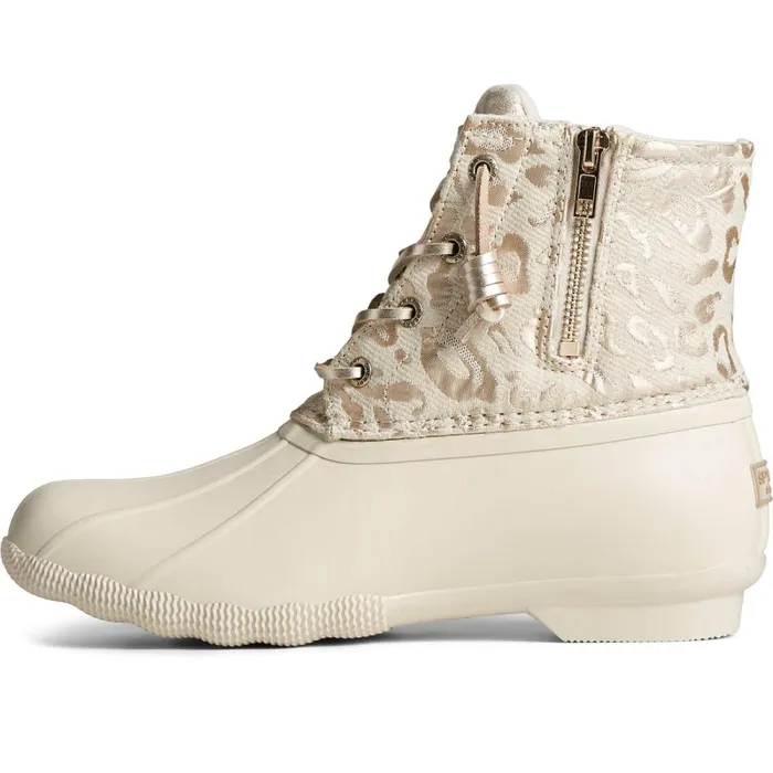 Boots Women Sperry Saltwater Metallic Jacquard Duck Boot Ivory Boots Women Sperry Saltwater Metallic Jacquard Duck Boot Ivory