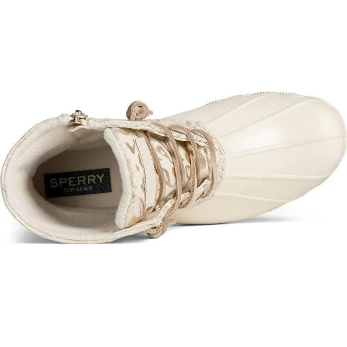 Boots Women Sperry Saltwater Metallic Jacquard Duck Boot Ivory Boots Women Sperry Saltwater Metallic Jacquard Duck Boot Ivory