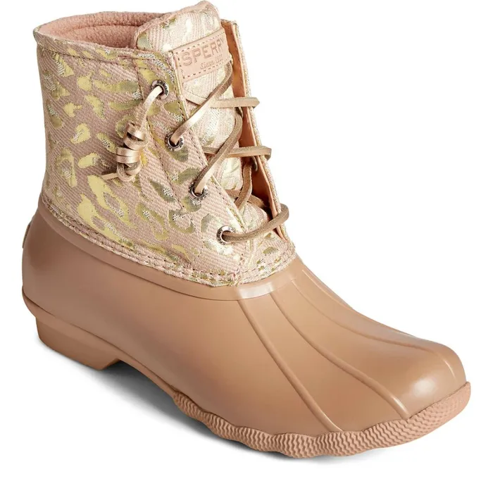 Boots Women Sperry Saltwater Metallic Jacquard Duck Boot Rose Boots Women Sperry Saltwater Metallic Jacquard Duck Boot Rose