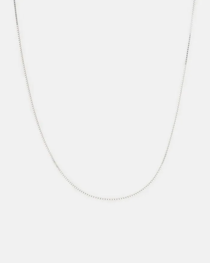 Box Chain Fine Sterling Silver Necklace Silver Women AllSaints Accessories