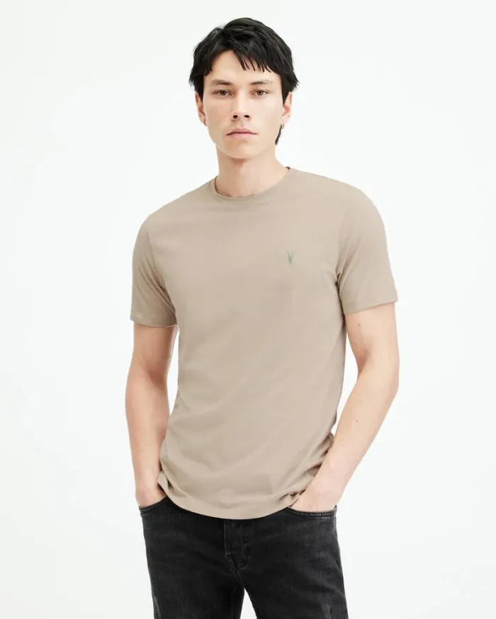 Brace Brushed Cotton Contrast TShirt Tinted Grey Men AllSaints TShirts