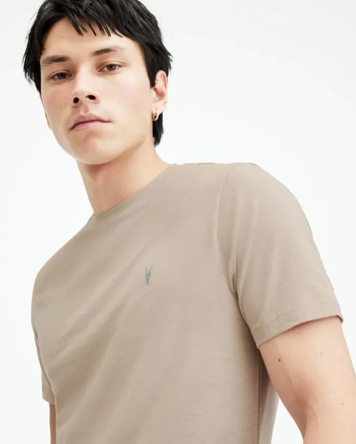 Brace Brushed Cotton Contrast TShirt Tinted Grey Men AllSaints TShirts