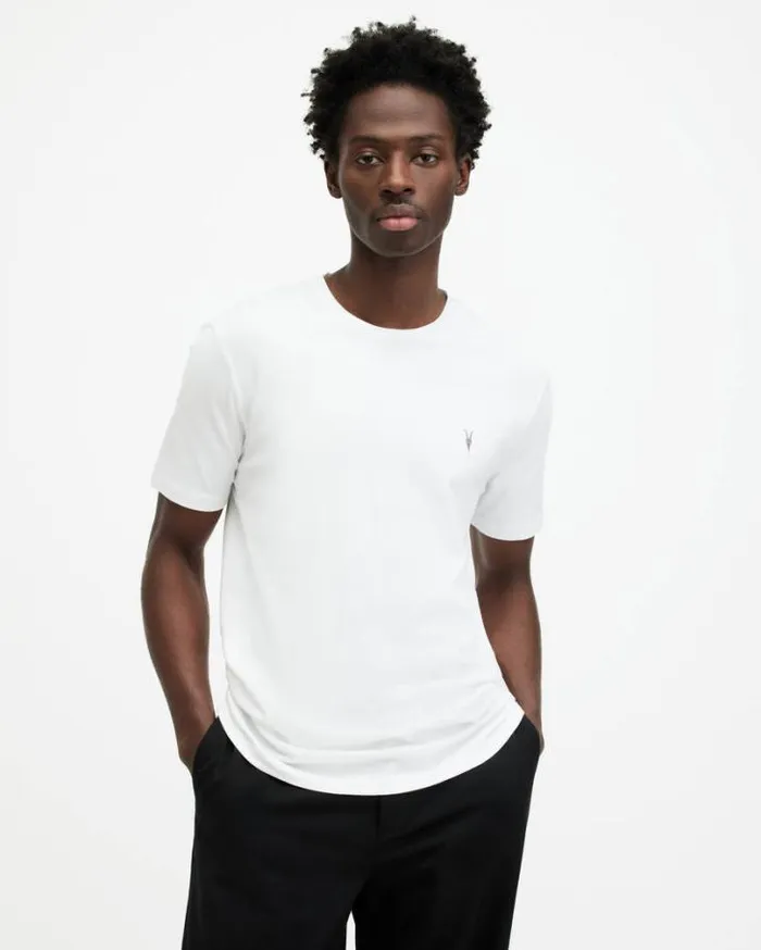 Brace Brushed Cotton Crew Neck TShirt Optic White Men AllSaints TShirts