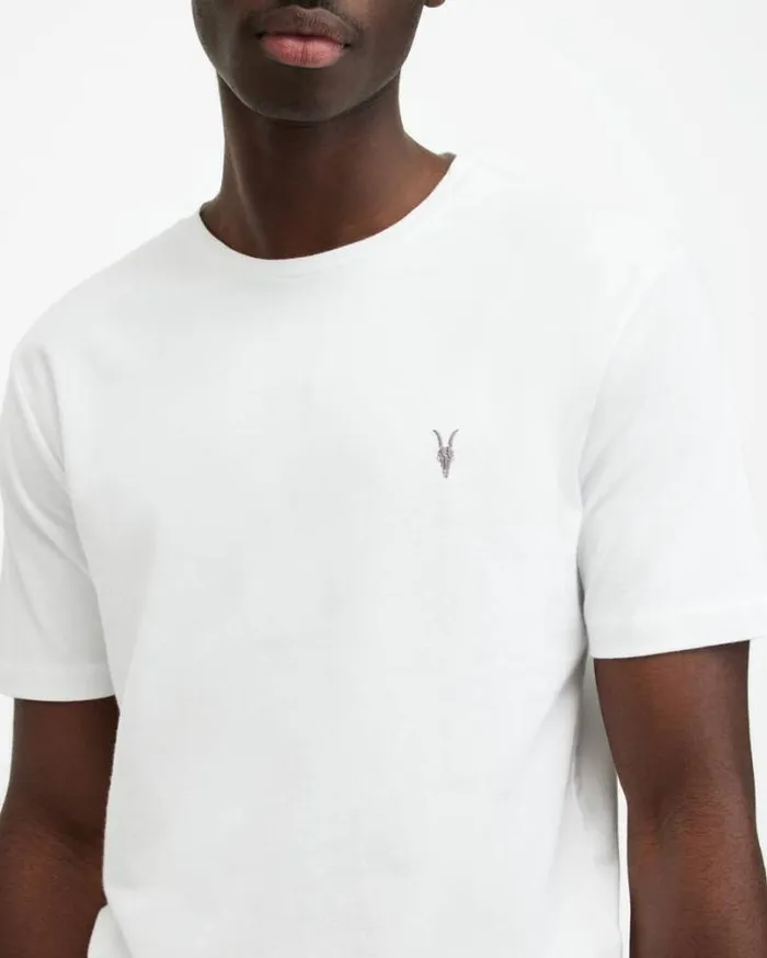 Brace Brushed Cotton Crew Neck TShirt Optic White Men AllSaints TShirts
