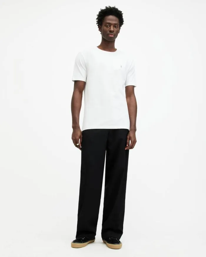 Brace Brushed Cotton Crew Neck TShirt Optic White Men AllSaints TShirts