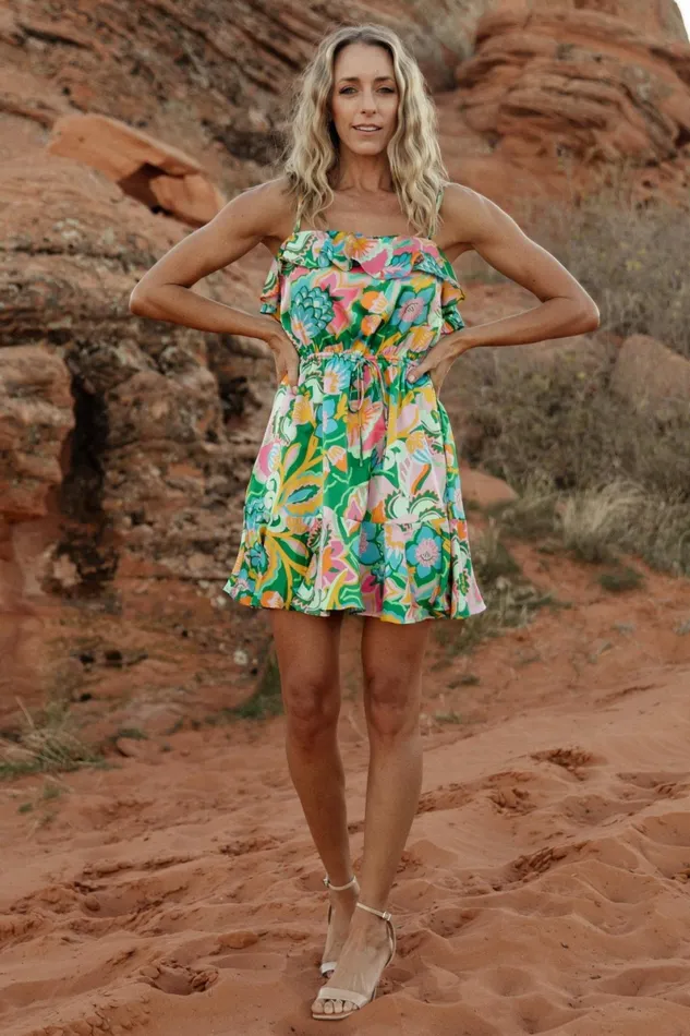 Braiden Short Dress Green Multi Floral Women Baltic Born Cover Ups Braiden Short Dress Green Multi Floral Women Baltic Born Cover Ups