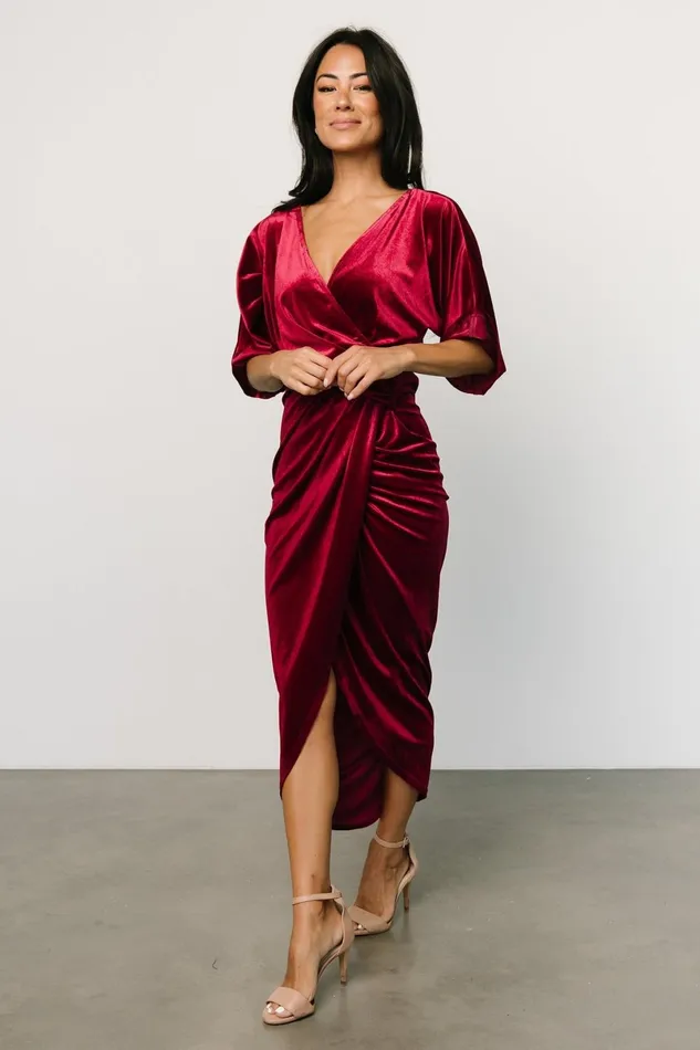 Brendyn Ruched Velvet Dress Wine Women Baltic Born Mother Of The Bride Brendyn Ruched Velvet Dress Wine Women Baltic Born Mother Of The Bride