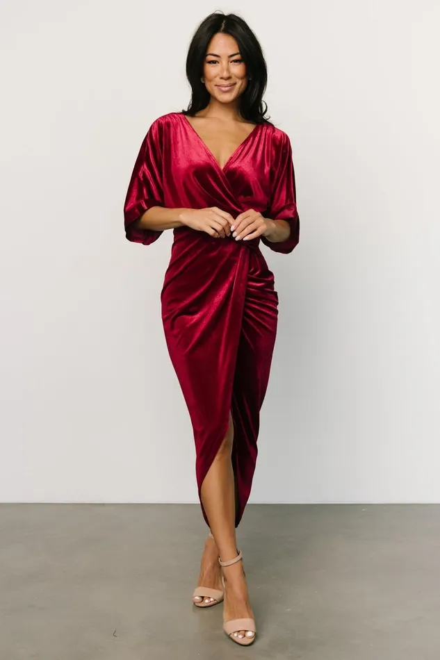 Brendyn Ruched Velvet Dress Wine Women Baltic Born Mother Of The Bride Brendyn Ruched Velvet Dress Wine Women Baltic Born Mother Of The Bride