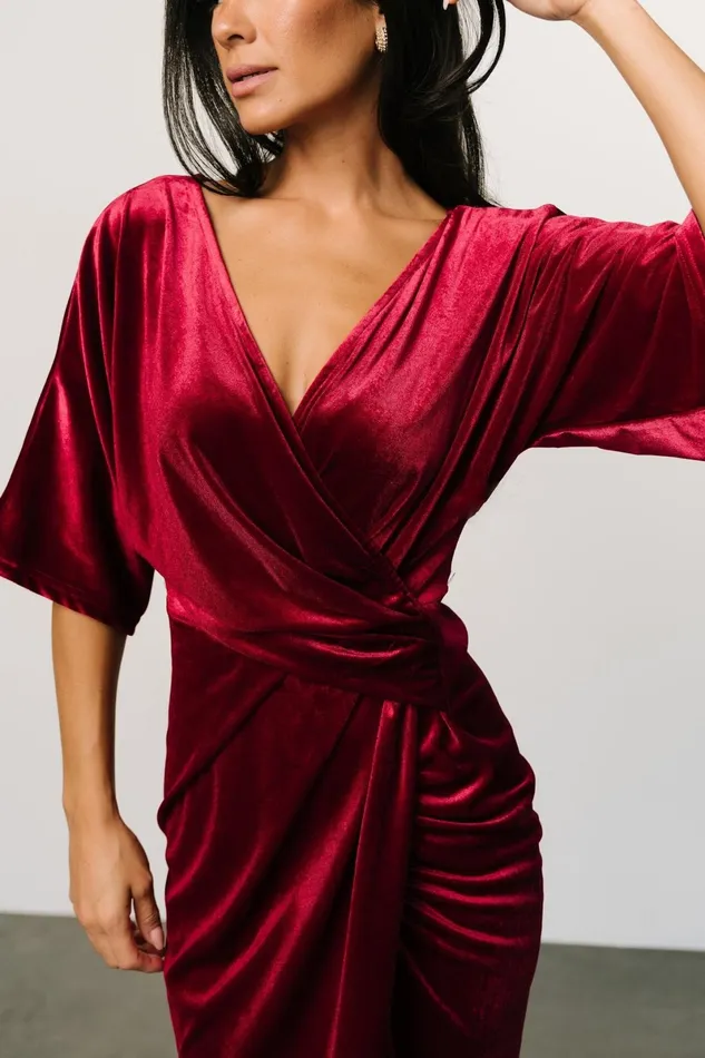 Brendyn Ruched Velvet Dress Wine Women Baltic Born Mother Of The Bride Brendyn Ruched Velvet Dress Wine Women Baltic Born Mother Of The Bride