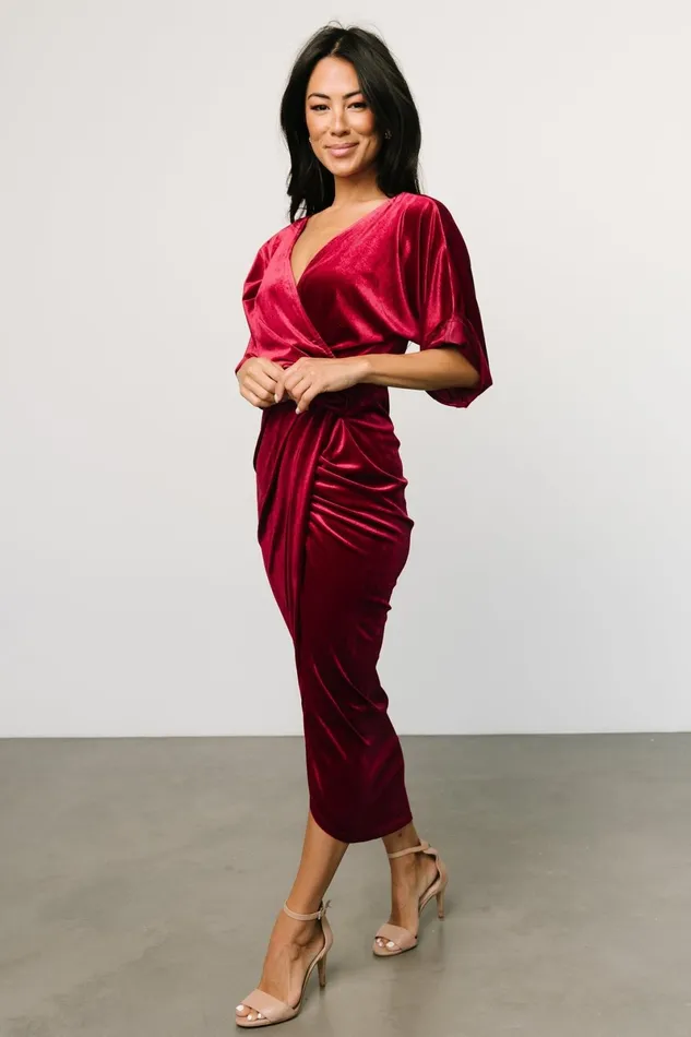 Brendyn Ruched Velvet Dress Wine Women Baltic Born Mother Of The Bride Brendyn Ruched Velvet Dress Wine Women Baltic Born Mother Of The Bride