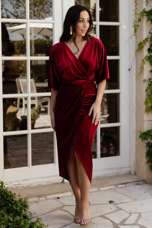 Brendyn Ruched Velvet Dress Wine Women Baltic Born Mother Of The Bride Brendyn Ruched Velvet Dress Wine Women Baltic Born Mother Of The Bride