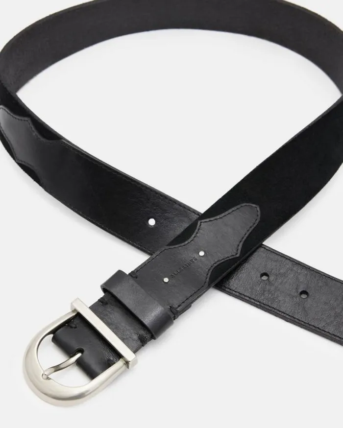 Briony Mixed Suede Western Belt Blackantq Nickel Women AllSaints Leather Belts Briony Mixed Suede Western Belt Blackantq Nickel Women AllSaints Leather Belts