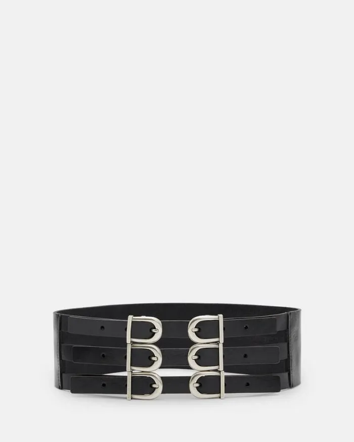 Briony Wide Leather Waist Belt Blackantq Nickel Women AllSaints Leather Belts Briony Wide Leather Waist Belt Blackantq Nickel Women AllSaints Leather Belts