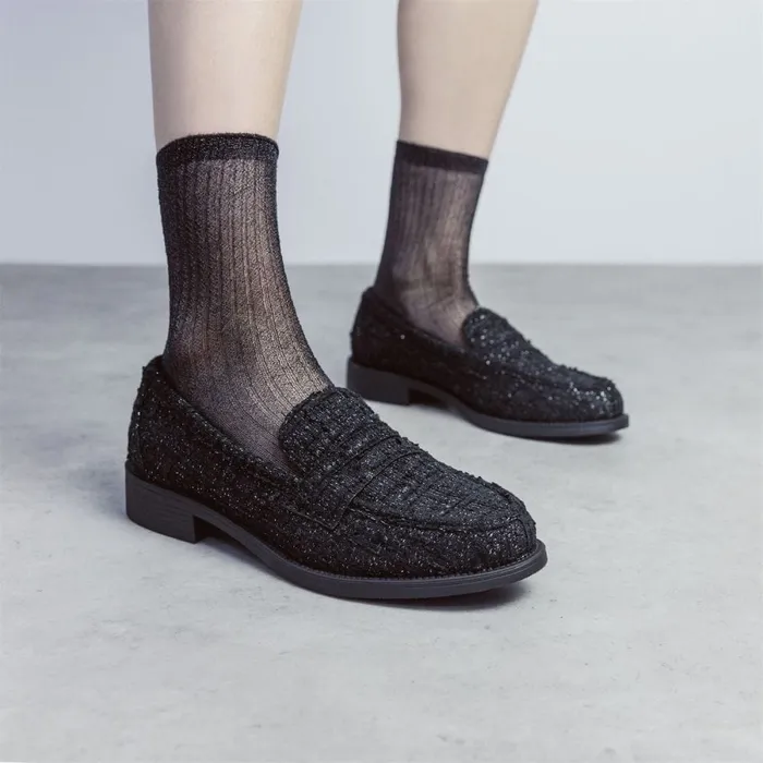 Brogues And Loafers Women Moda In Pelle Danna Black Textile