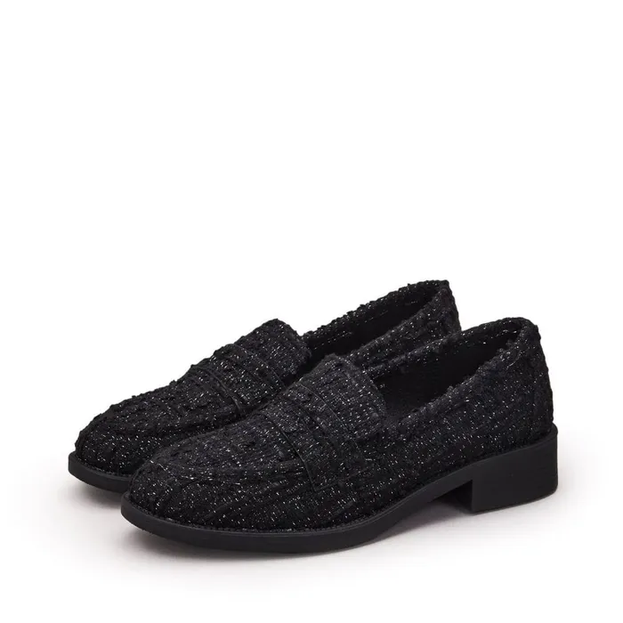 Brogues And Loafers Women Moda In Pelle Danna Black Textile