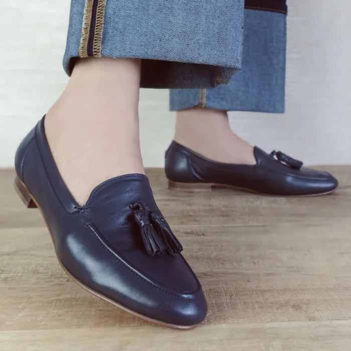 Brogues And Loafers Women Moda In Pelle Ellmia Navy Leather