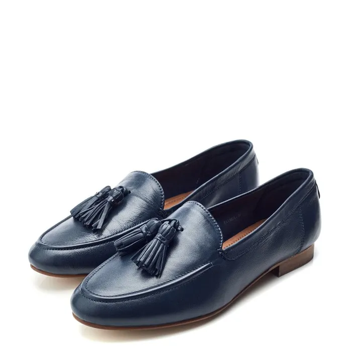 Brogues And Loafers Women Moda In Pelle Ellmia Navy Leather