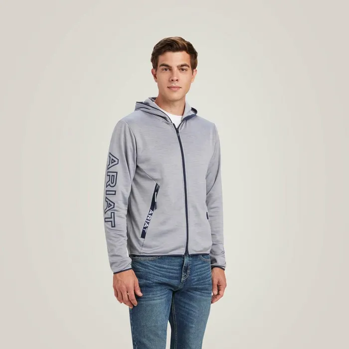 Byron Full Zip Hoodie Heather Grey Men Ariat Sweatshirts and Hoodies