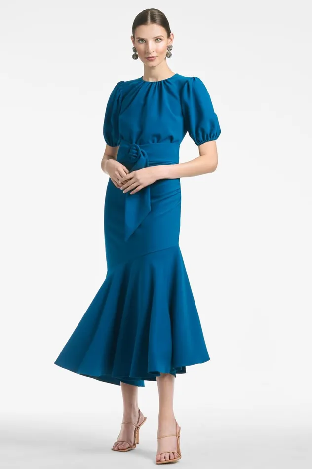 Camila Dress 8211 Moroccan Blue Women Sachin and Babi Short Sleeve