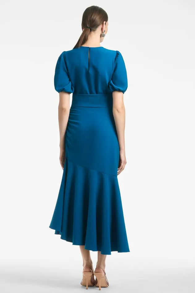 Camila Dress 8211 Moroccan Blue Women Sachin and Babi Short Sleeve