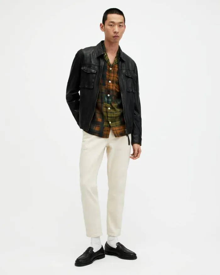 Carreaux Patchwork Checked Jacquard Shirt Simeon Brown Men AllSaints Shirts